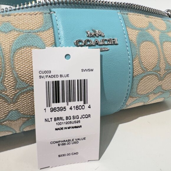 Coach CU003 Nolita Barrel Bag In Signature Jacquard IN Faded Blue - Picture 6 of 6